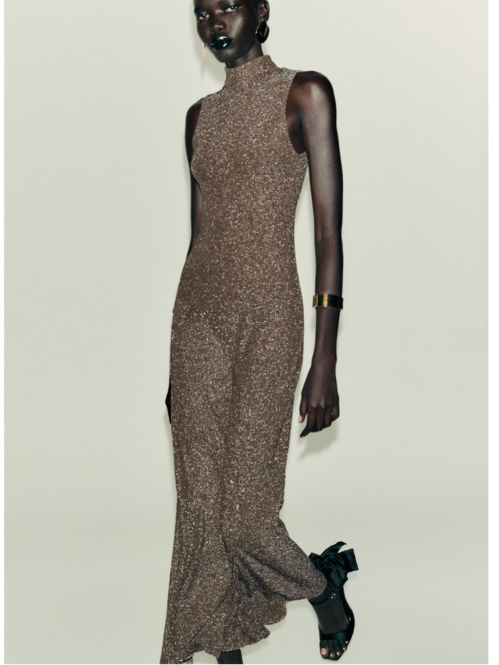 ZARA Metallic Thread Sleeveless Maxi Dress - Picture 2 of 8